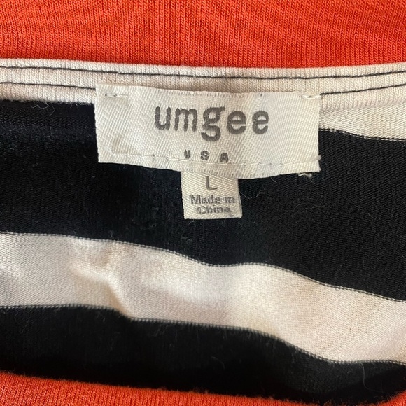 Umgee Black & White Striped a Monochromatic Color Block Puff Sleeve Dress Large - Picture 10 of 10